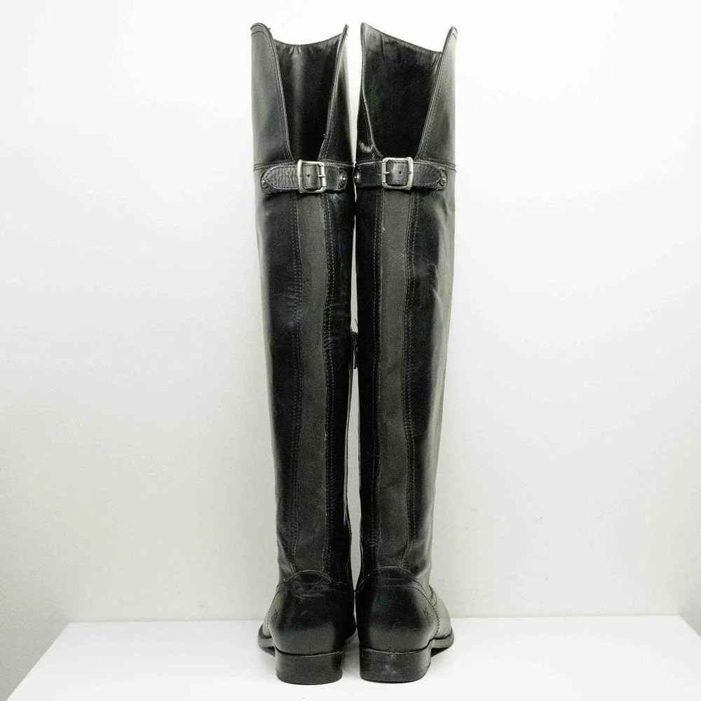 FRYE Melissa Over The Knee Leather Riding Boots Preppy Heritage Black Sz 6‎